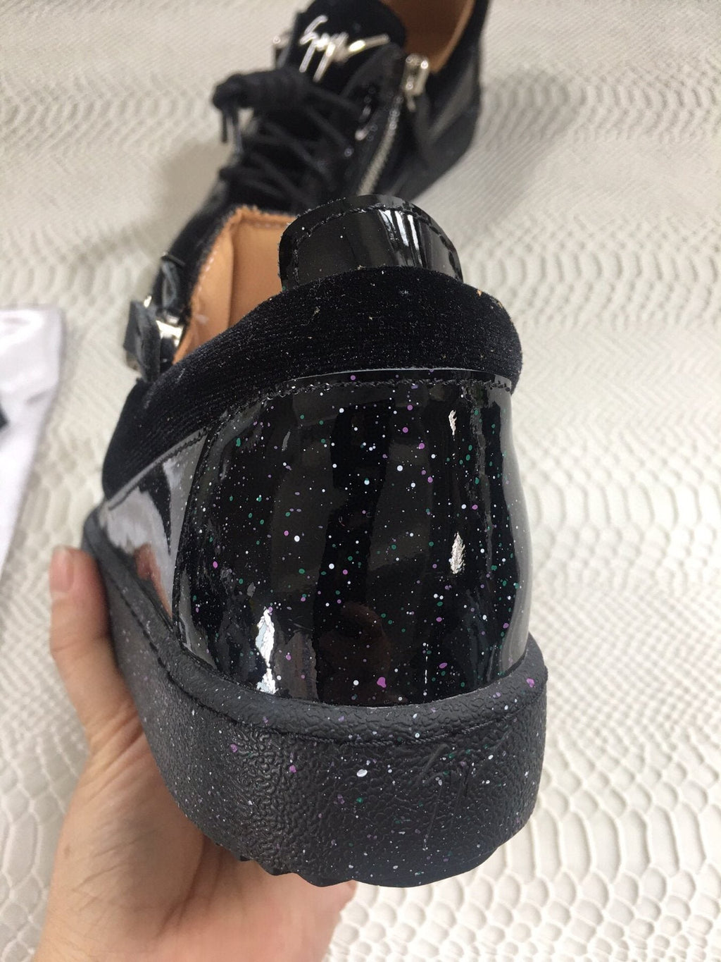 Giuseppe Zanotti Black Speckle Low-Top Sneakers — detail