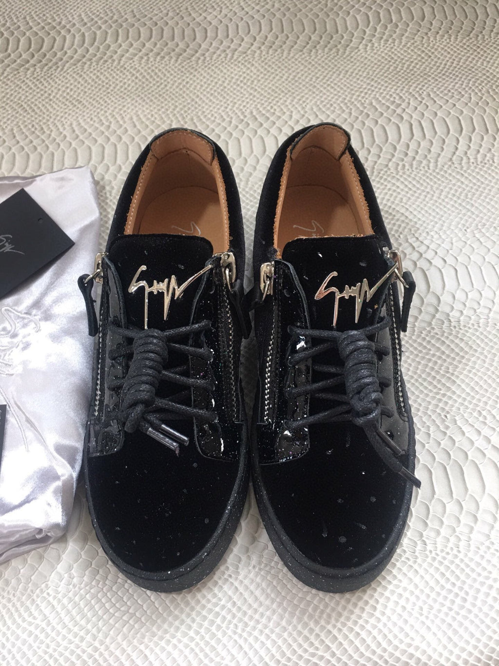 Giuseppe Zanotti Black Speckle Low-Top Sneakers — hero