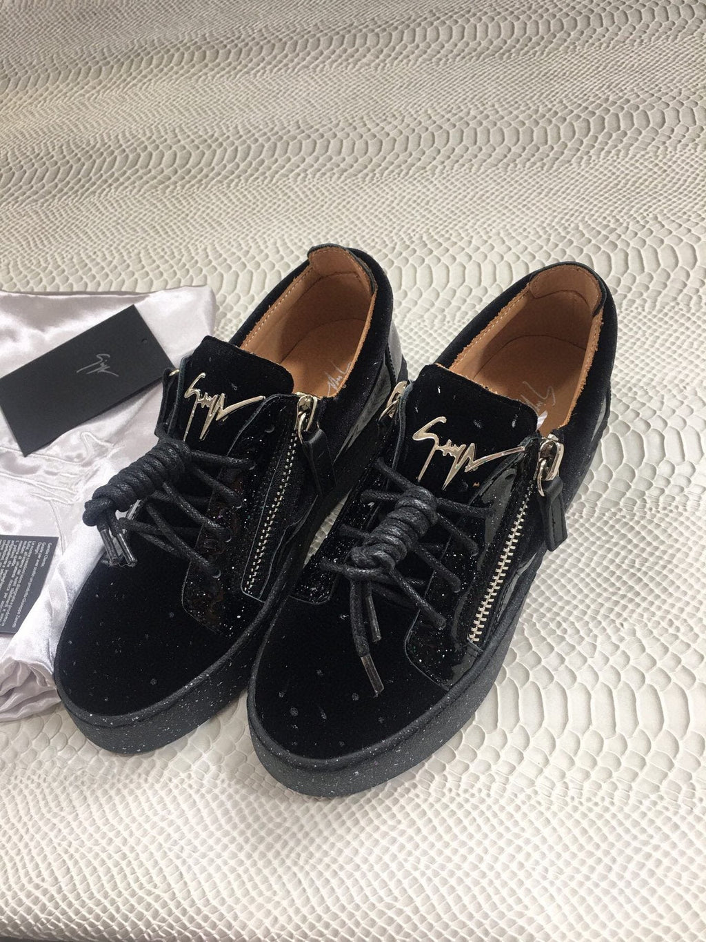 Giuseppe Zanotti Black Speckle Low-Top Sneakers — side
