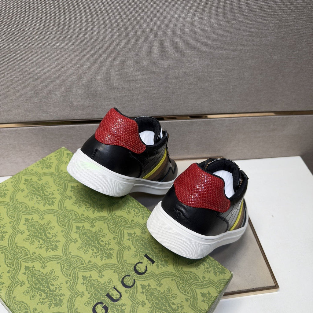 Gucci Black Stripe Low-Top Sneakers — back