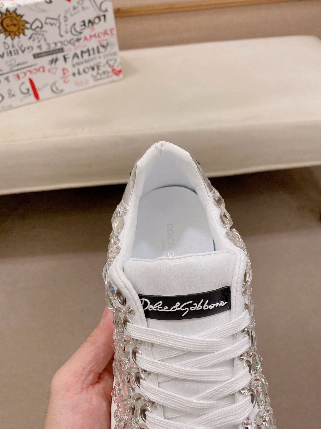 Dolce & Gabbana Crystal-Embellished Low-Top Sneakers — detail