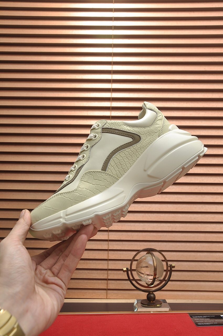 Gucci Cream Taupe Chunky Sneakers — side
