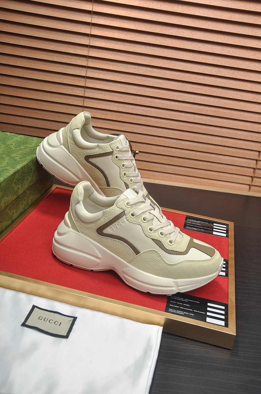Gucci Cream Taupe Chunky Sneakers — side