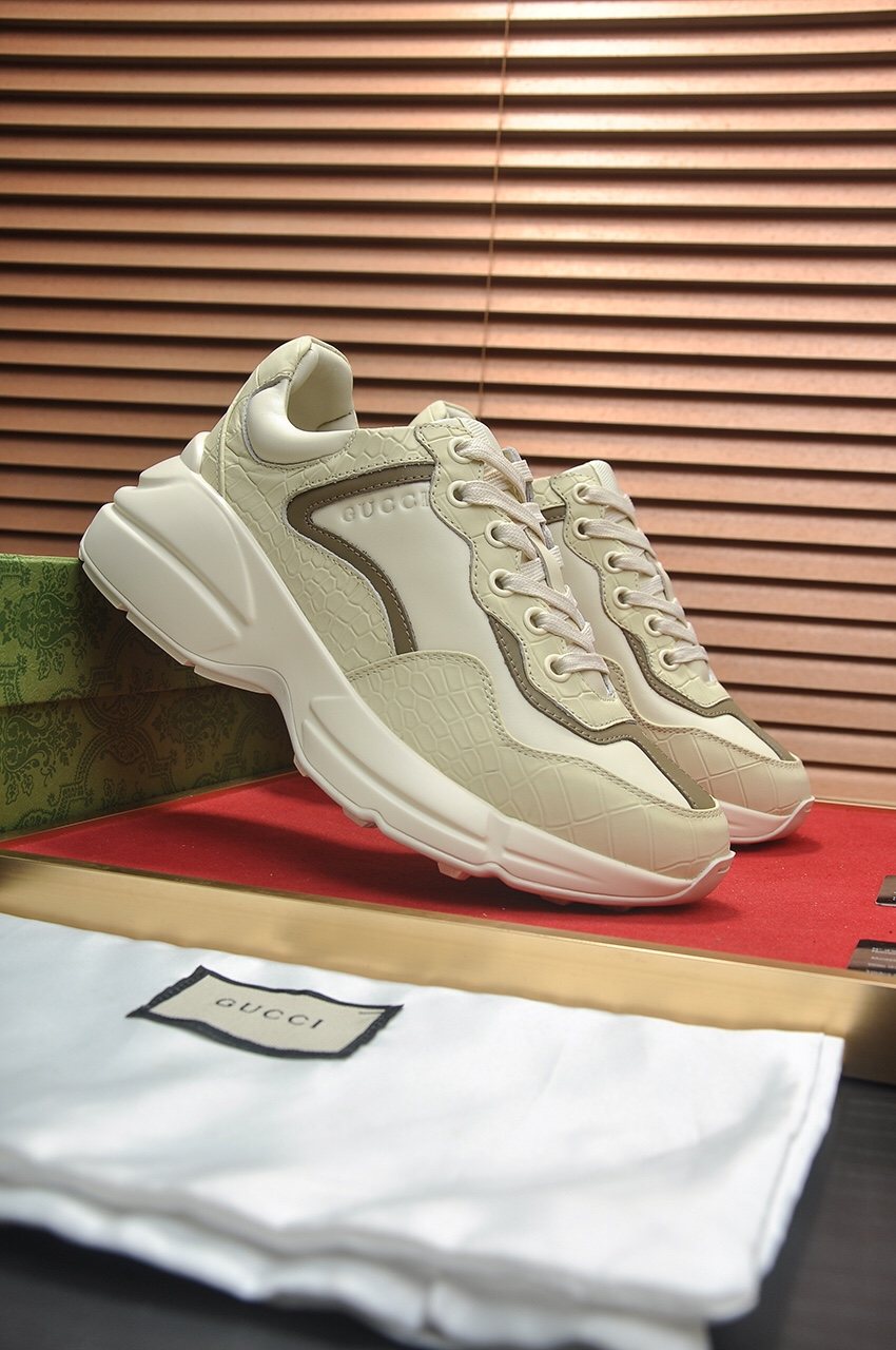 Gucci Cream Taupe Chunky Sneakers — side