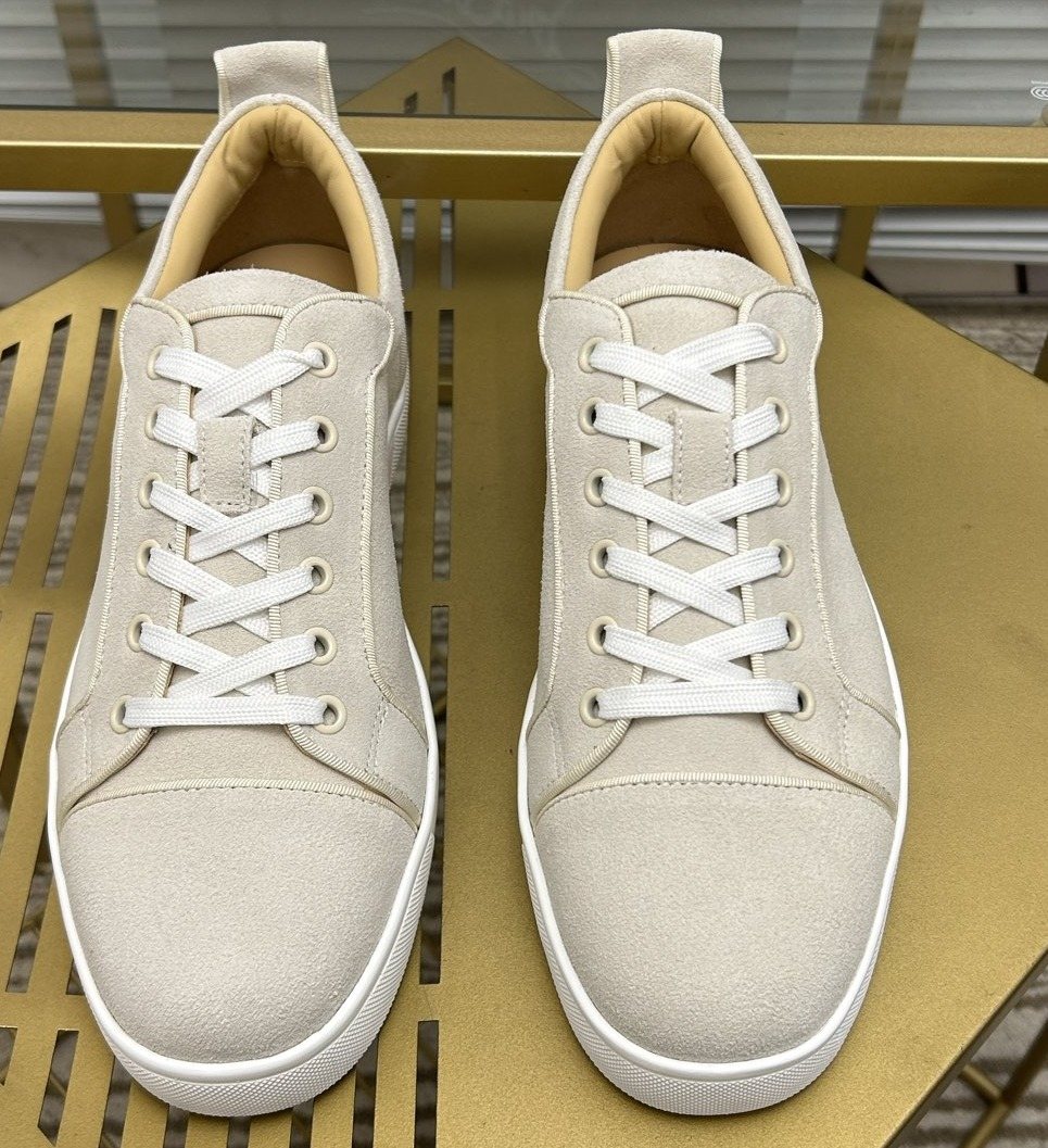 Christian Louboutin Light Beige Low-Top Sneakers — front