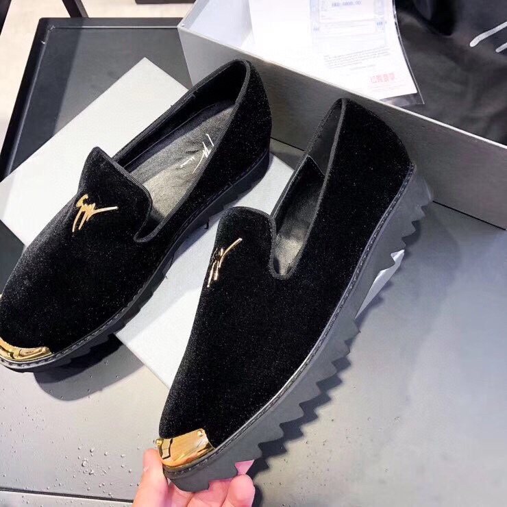 Giuseppe Zanotti Black Gold-Tone Loafers — side