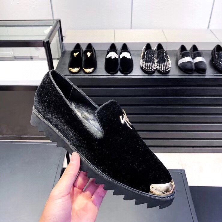 Giuseppe Zanotti Black Gold-Tone Loafers — side