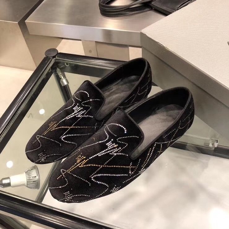 Giuseppe Zanotti Rhinestone Velvet Slip-On Shoes — hero