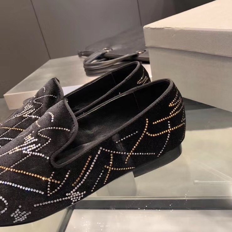 Giuseppe Zanotti Rhinestone Velvet Slip-On Shoes — side