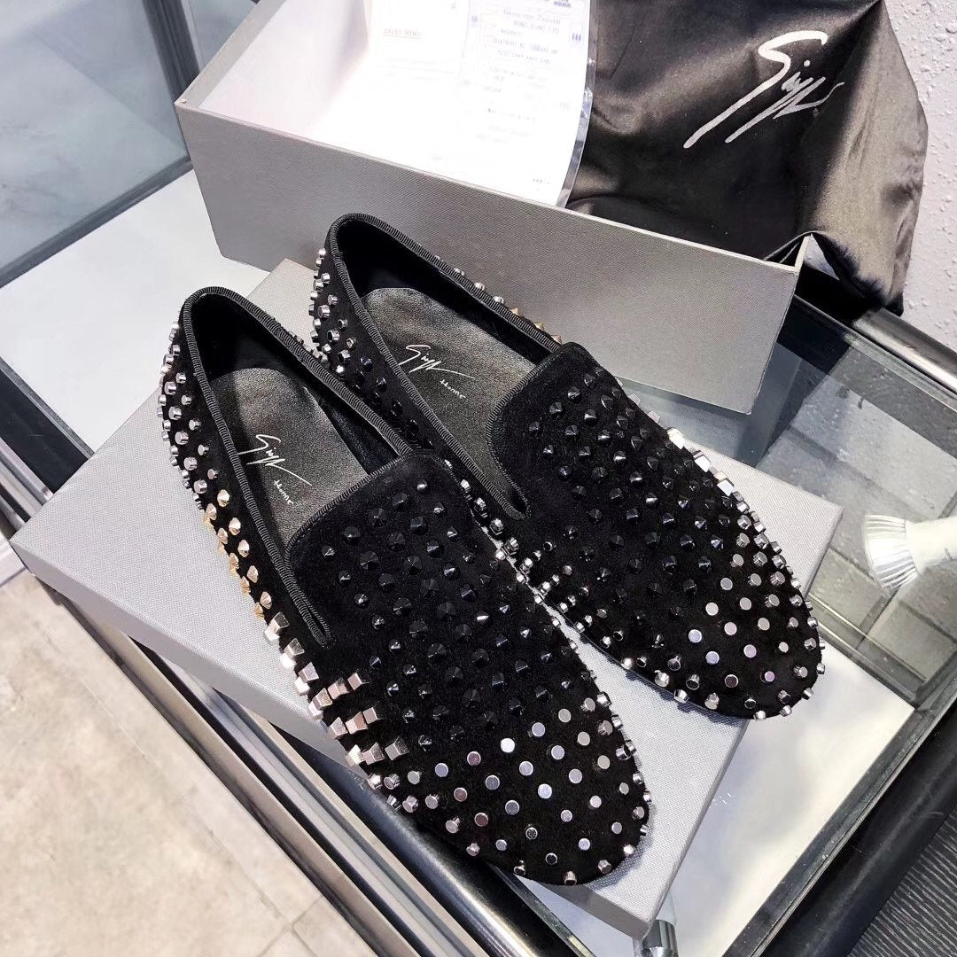 Giuseppe Zanotti Black Studded Slip-On Shoes — hero