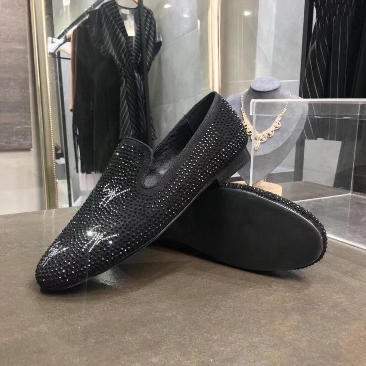 Giuseppe Zanotti Black Studded Velvet Slip-On Loafers — side