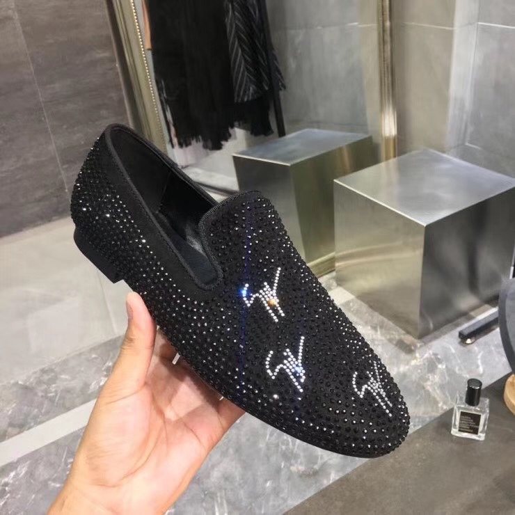 Giuseppe Zanotti Black Studded Velvet Slip-On Loafers — model