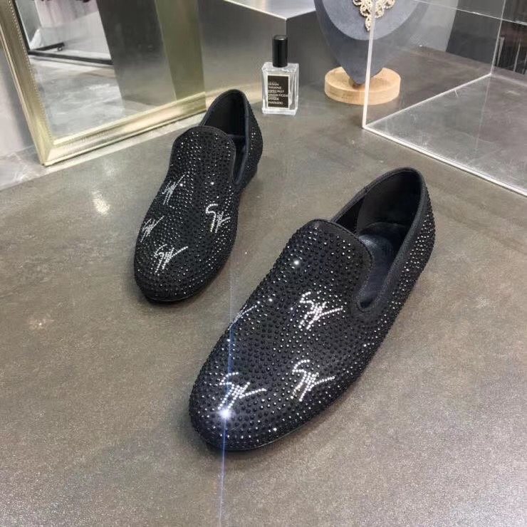 Giuseppe Zanotti Black Studded Velvet Slip-On Loafers — hero