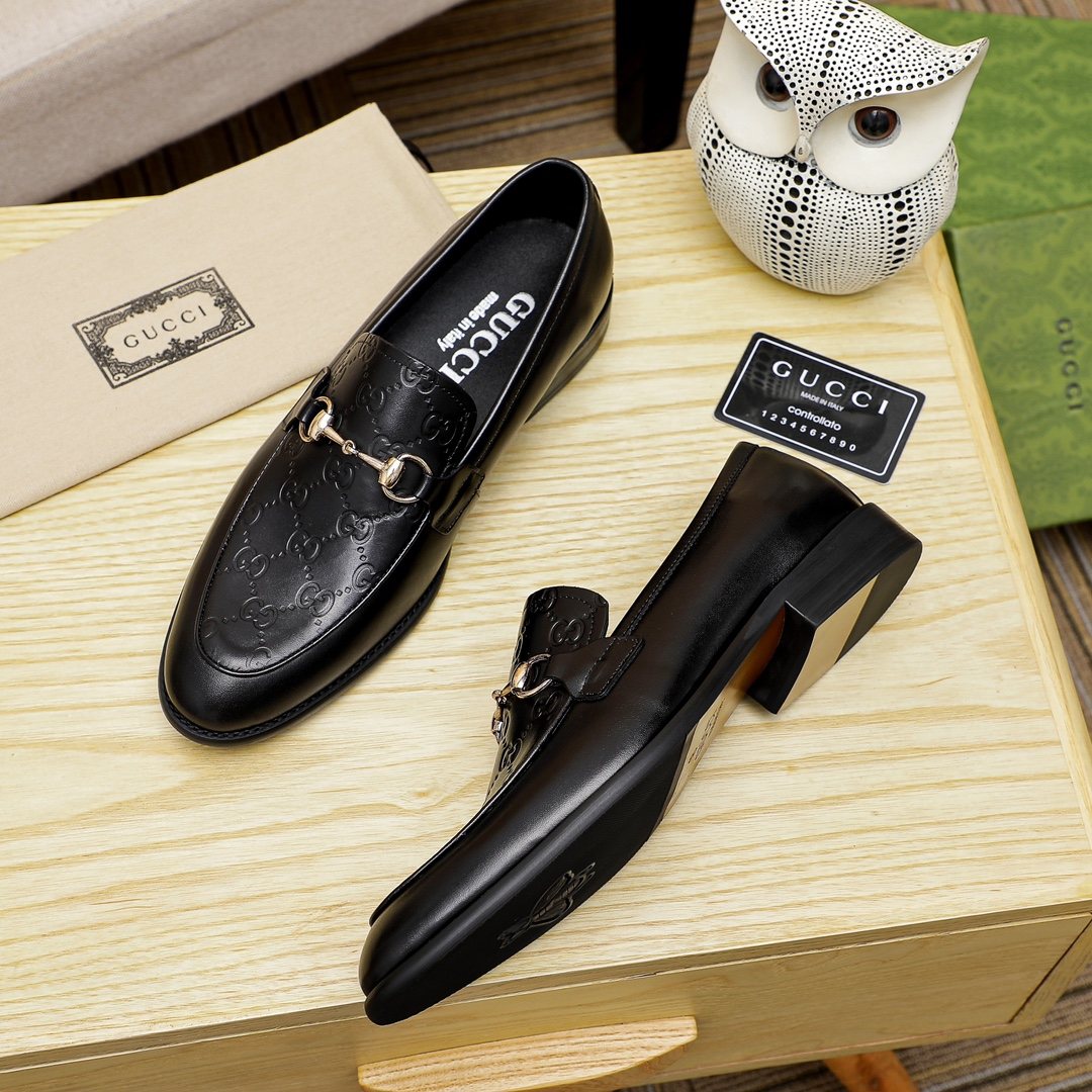 Gucci Black Horsebit Loafers — side