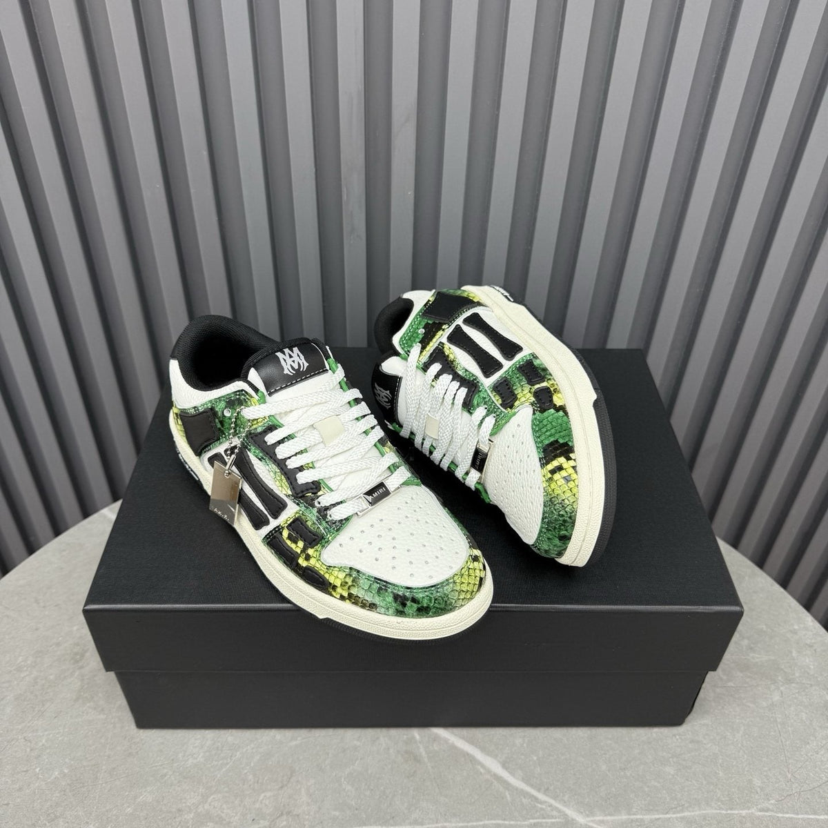 AMIRI Green Patterned Low-Top Sneakers — front