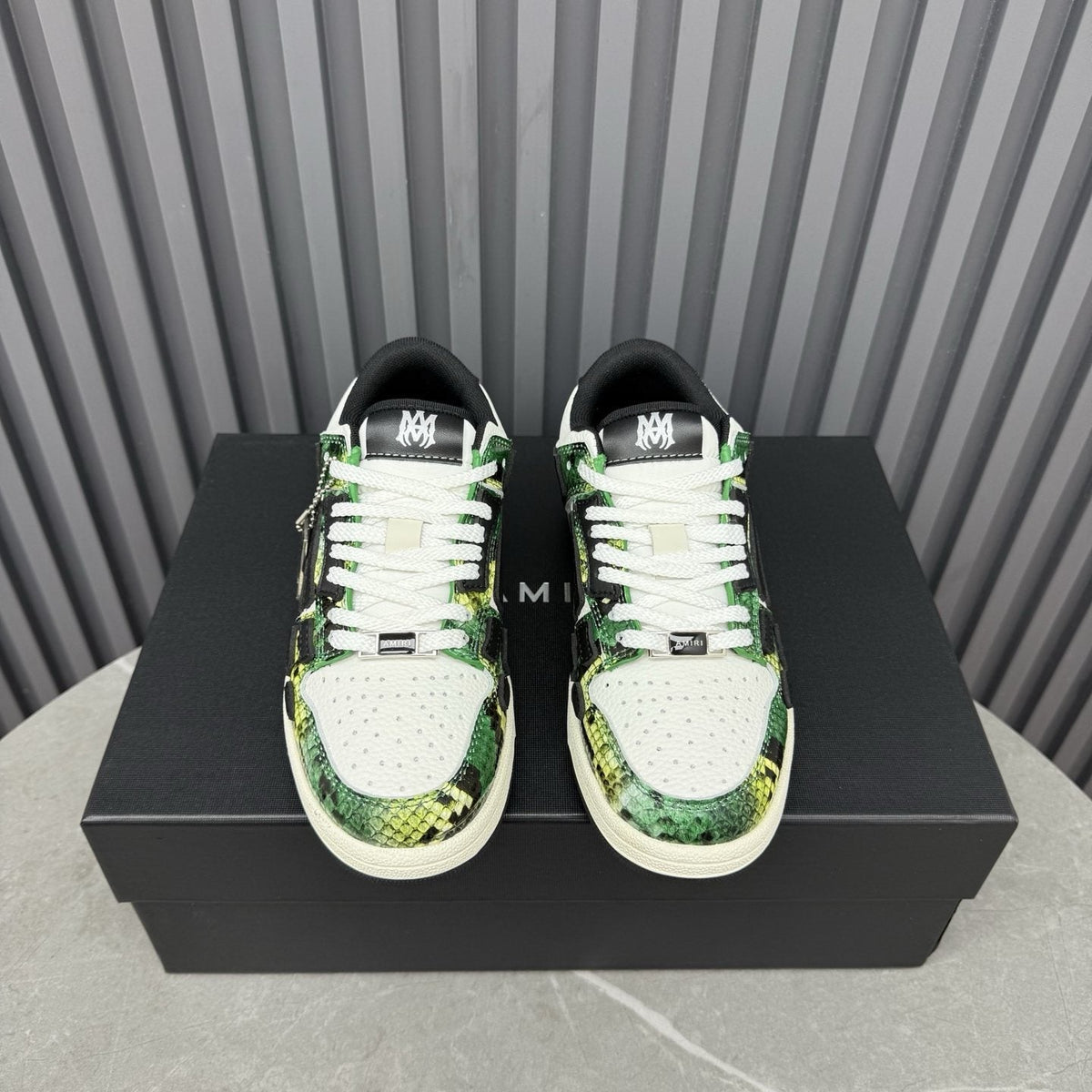 AMIRI Green Patterned Low-Top Sneakers — front