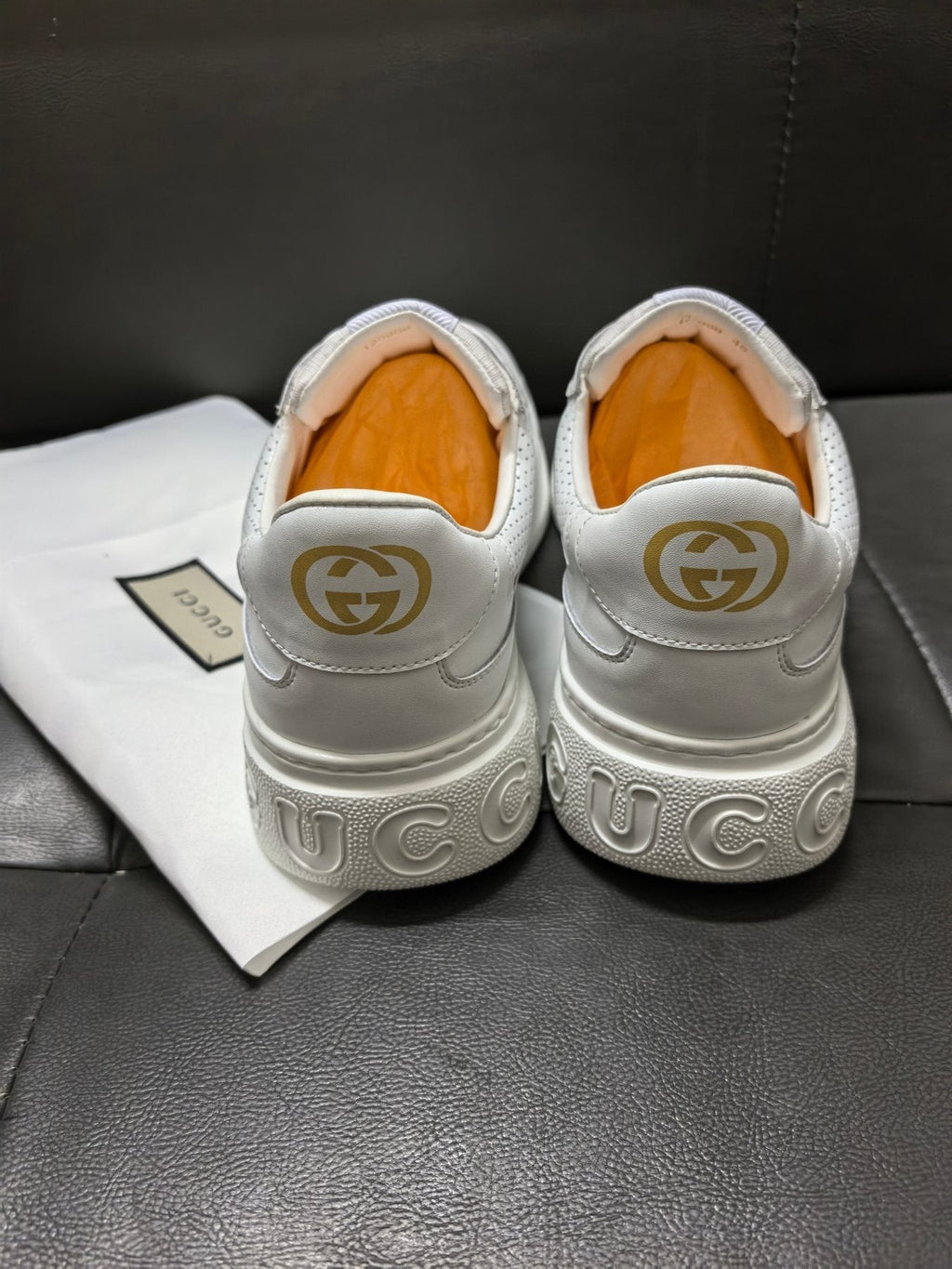 Gucci Light Gray and White Sneakers — back