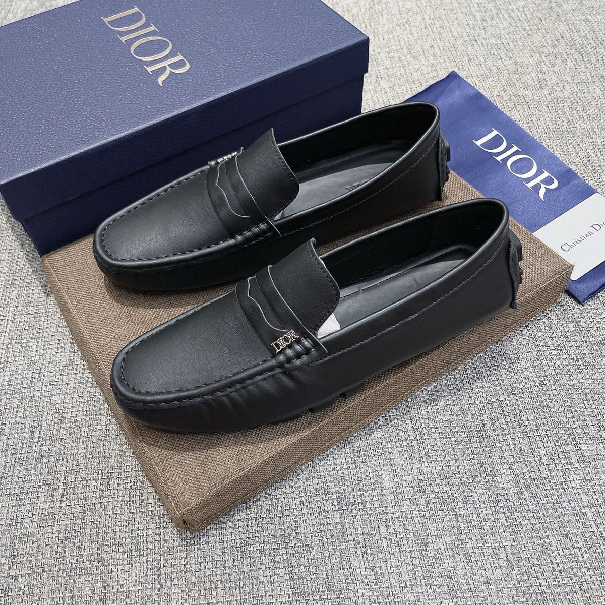 Dior Black Moc-Toe Loafers — front