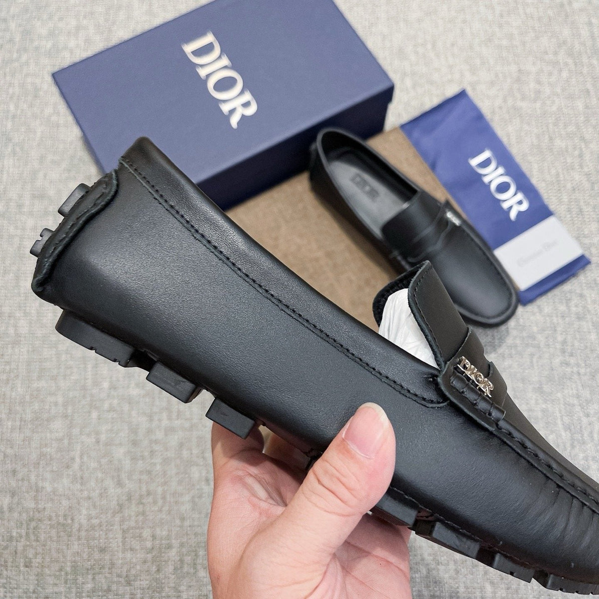 Dior Black Moc-Toe Loafers — detail