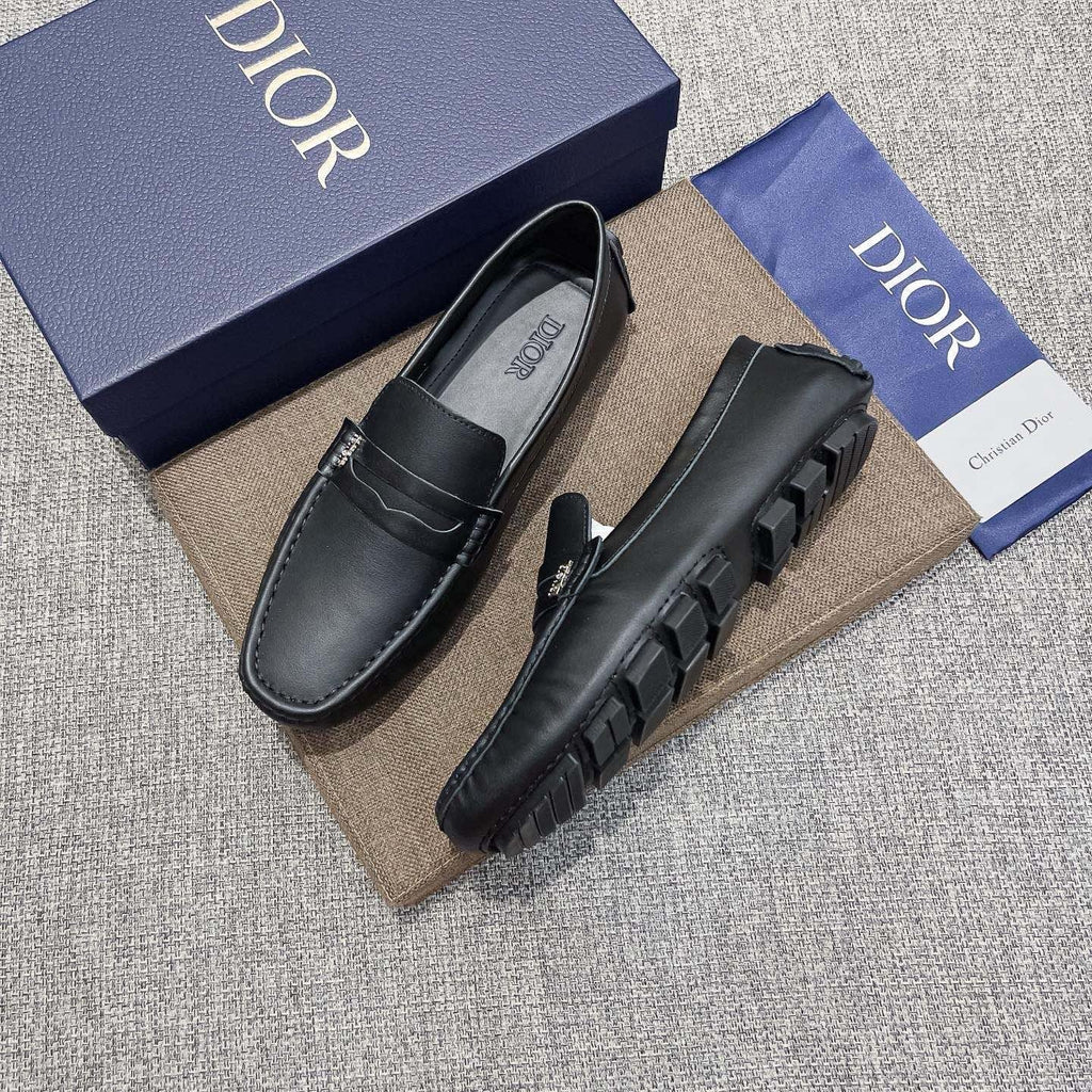 Dior Black Moc-Toe Loafers — side