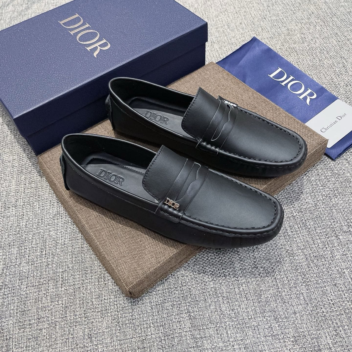 Dior Black Moc-Toe Loafers — front