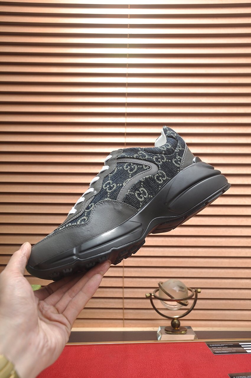 Gucci Black GG Pattern Sneakers — side