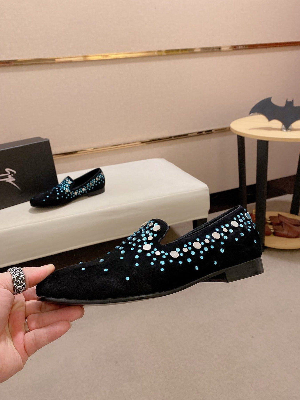 Giuseppe Zanotti Rhinestone Slip-On Loafers — side