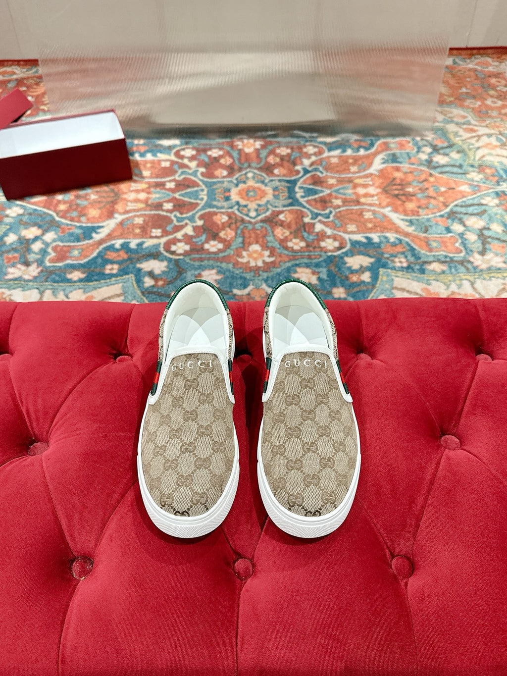 Gucci Monogram Stripe Slip-On Sneakers — hero