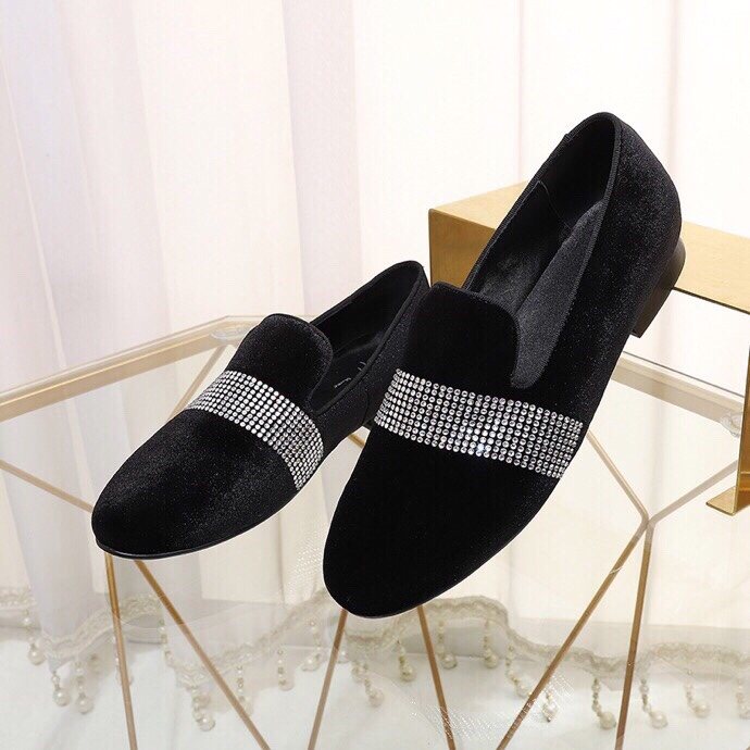 Giuseppe Zanotti Black Rhinestone Band Slip-On Loafers — hero