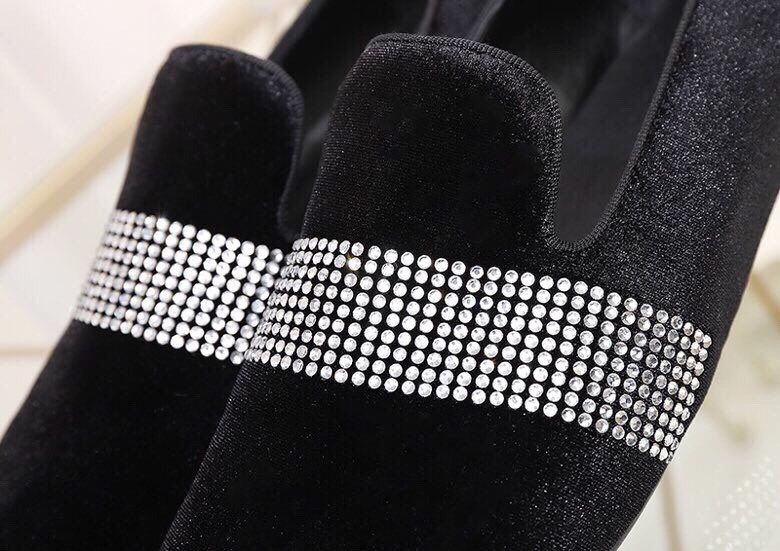 Giuseppe Zanotti Black Rhinestone Band Slip-On Loafers — detail
