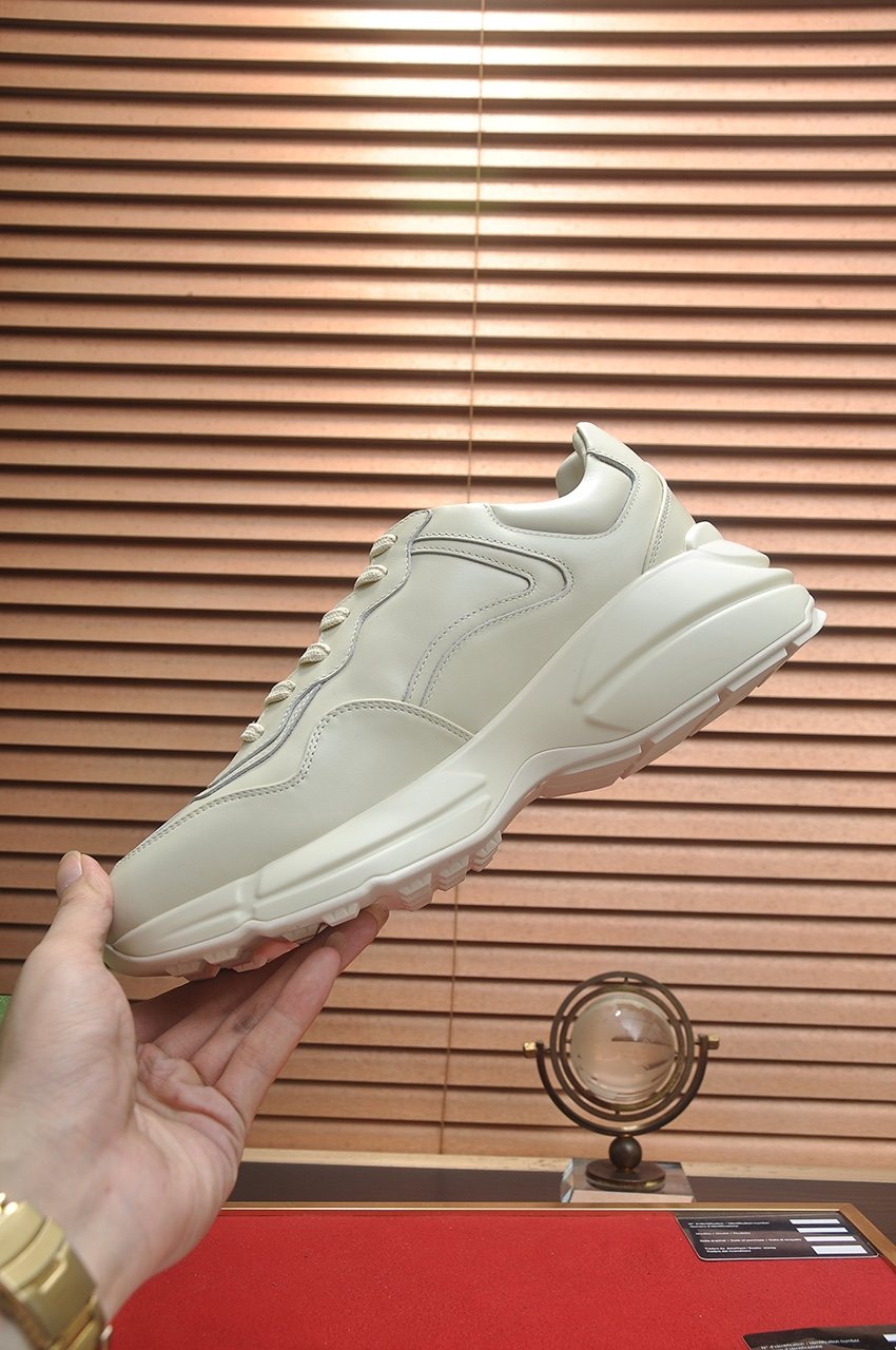 Gucci Ivory White Red Logo Sneakers — back