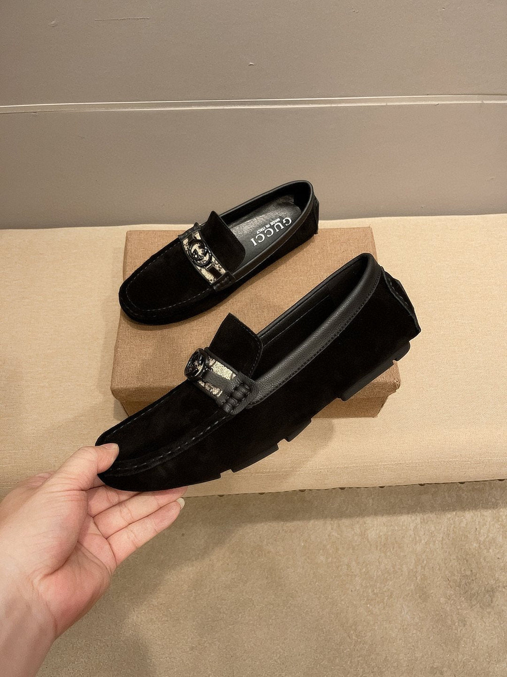 Gucci Black Horsebit Loafers — model