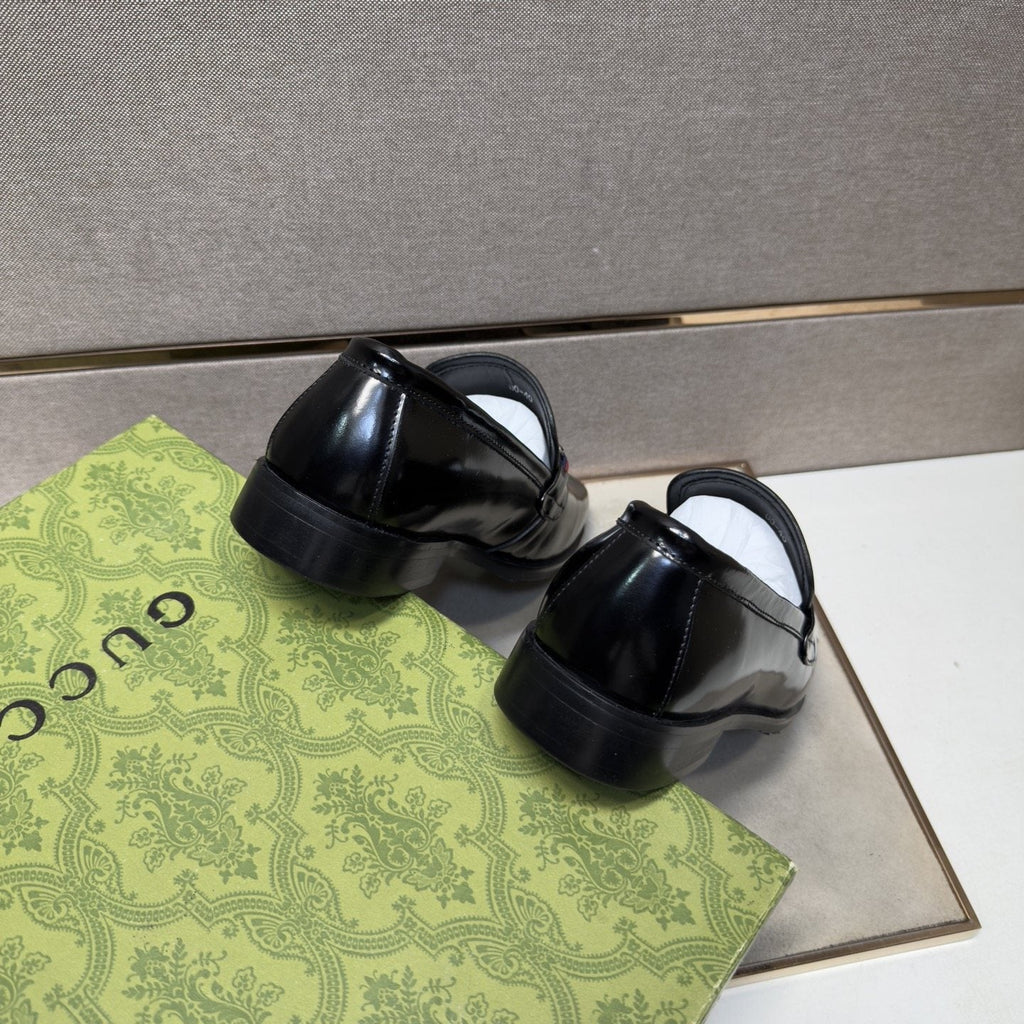 Gucci Black Metal-Hardware Loafers — back