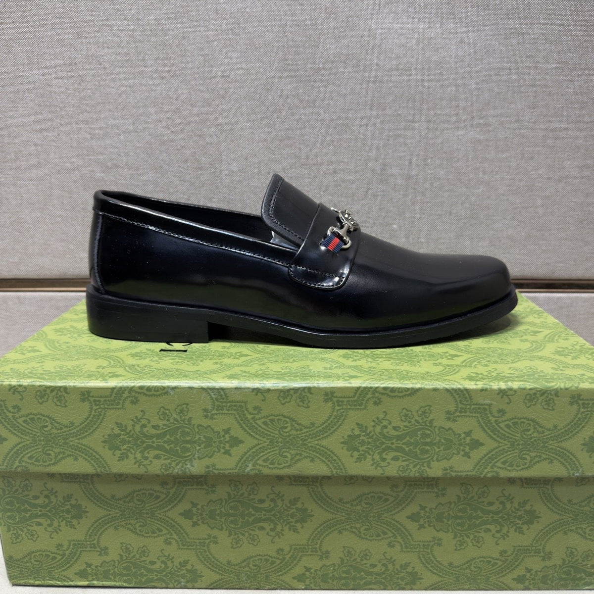 Gucci Black Metal-Hardware Loafers — side