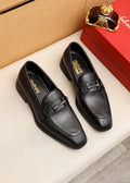 Ferragamo Black Leather Bit Loafers — hero