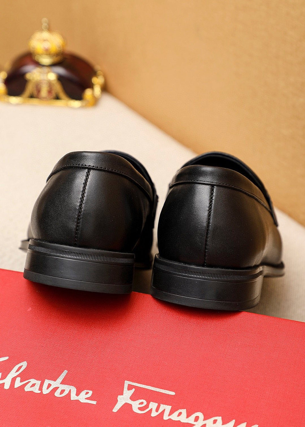 Ferragamo Black Leather Bit Loafers — back