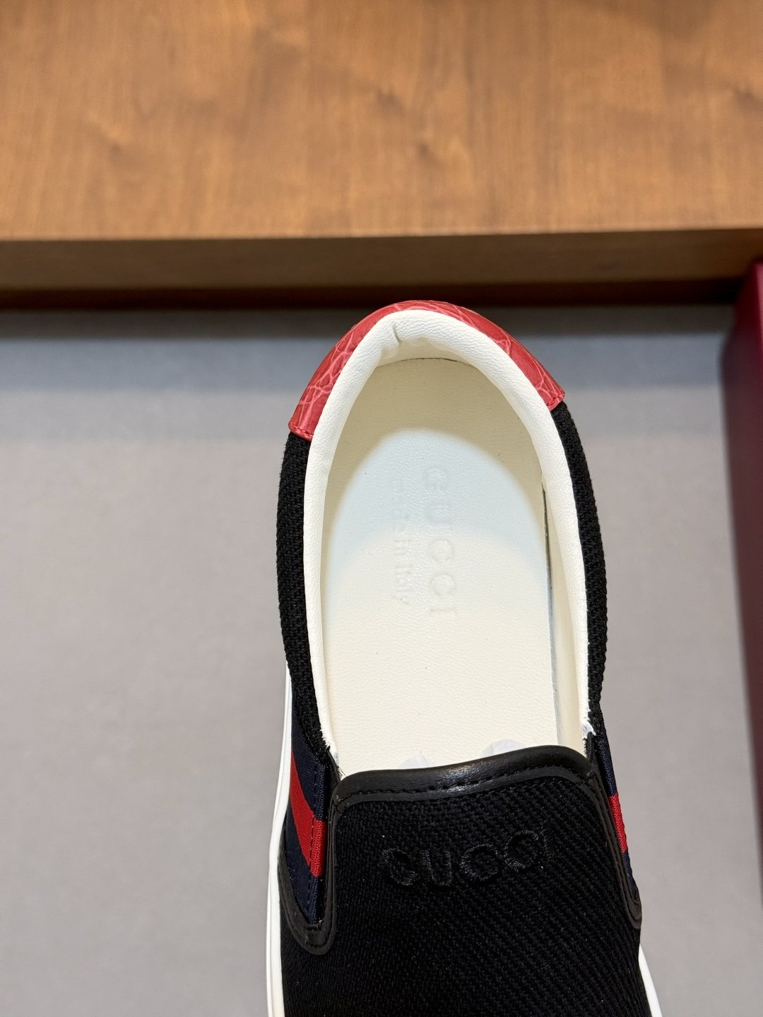 Gucci Web Stripe Slip-On Sneakers — detail