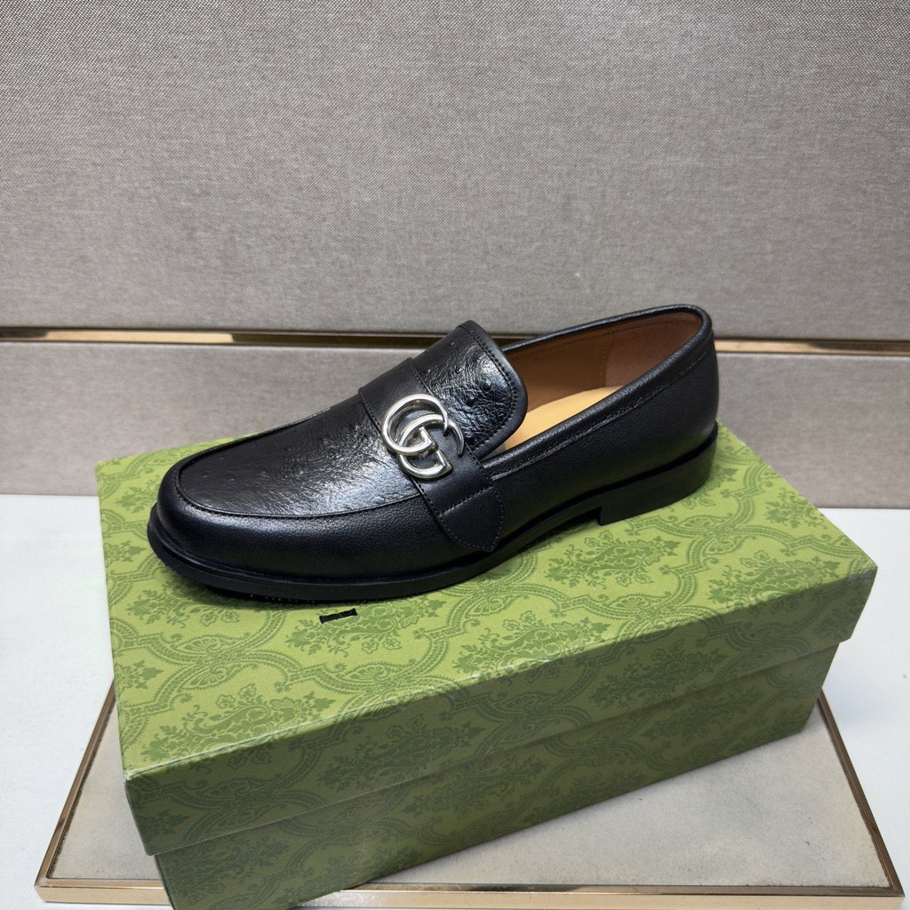 Gucci Black Metal-Hardware Loafers — side