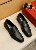 Ferragamo Black Textured Bit Loafers — hero