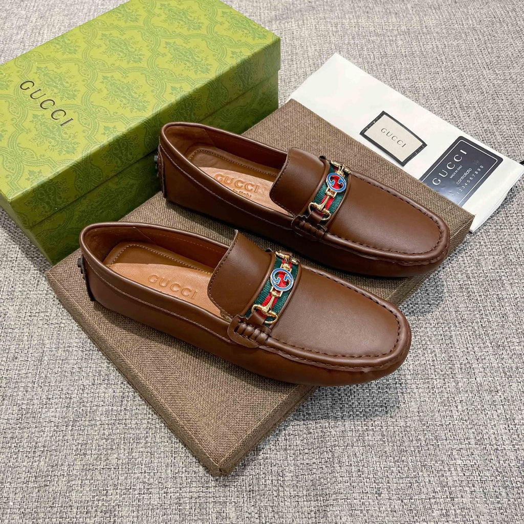 Gucci Brown Metal Hardware Loafers — hero