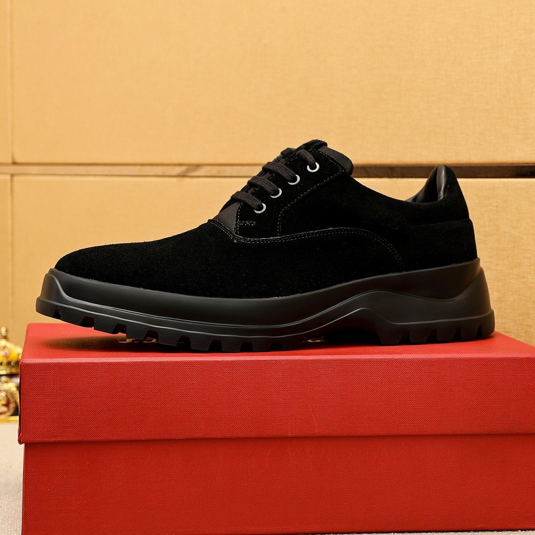 Ferragamo Black Lug Sole Lace-Up Shoes — hero