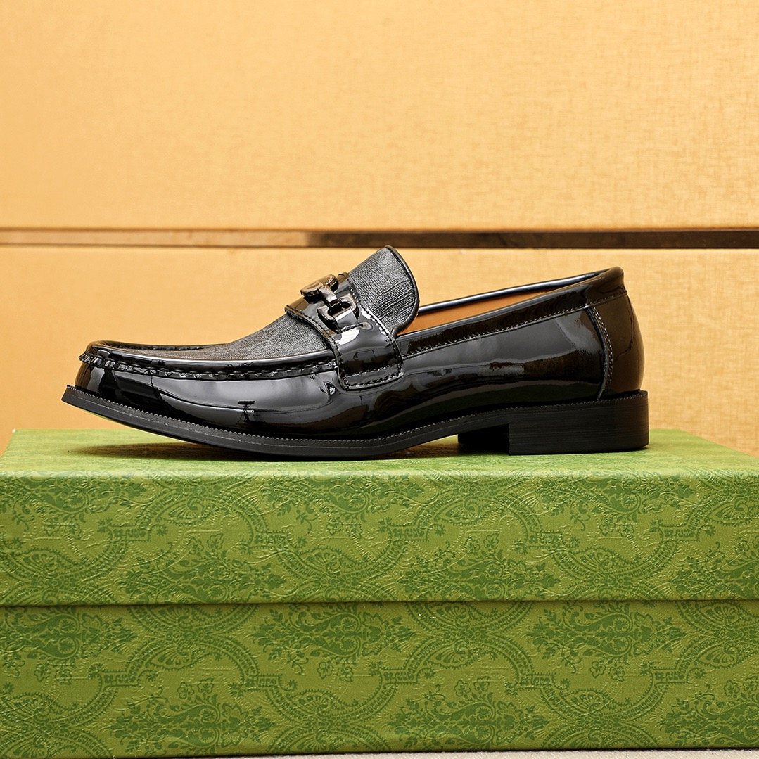 Gucci Black and Gray Metal Bit Loafers — side