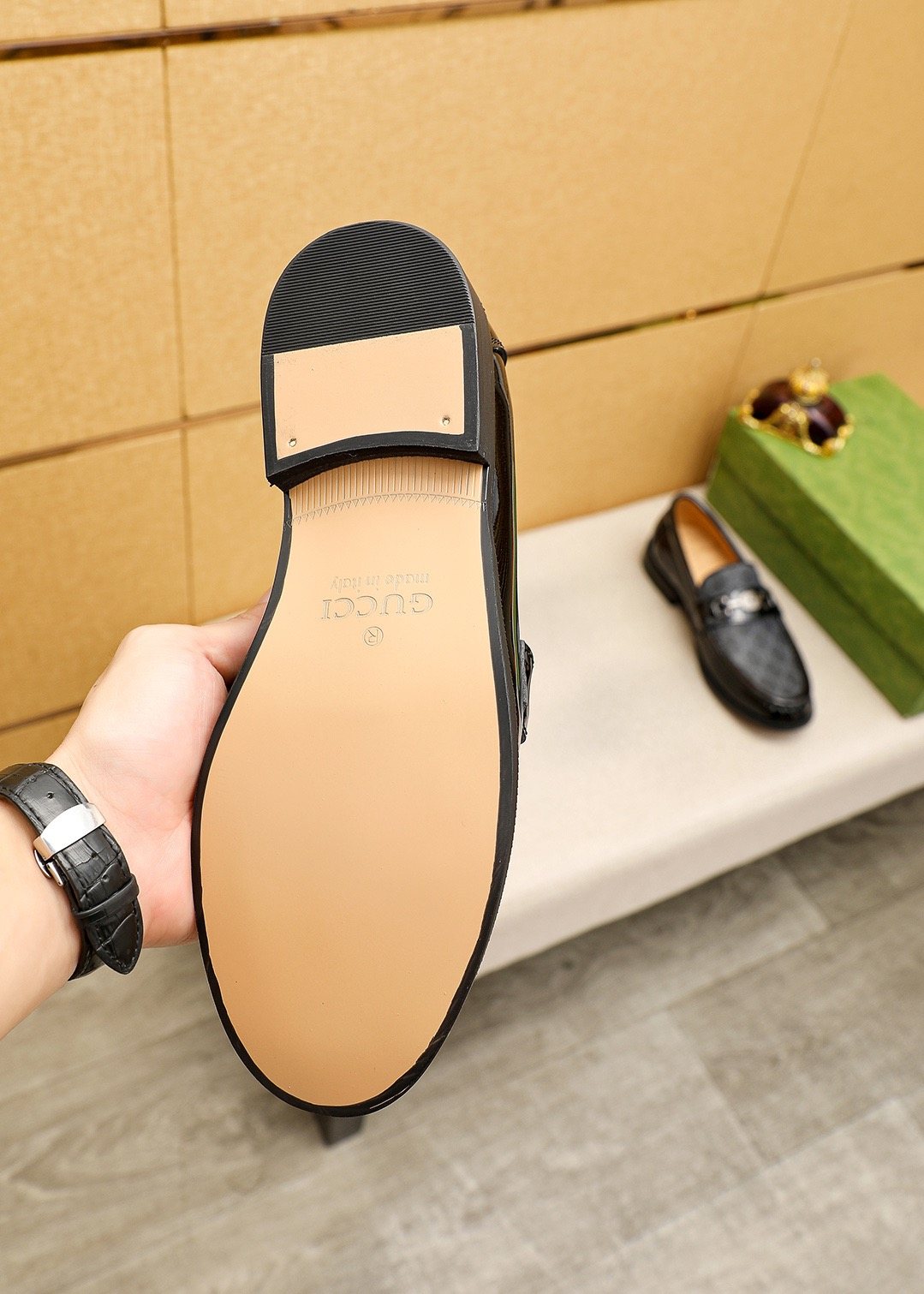 Gucci Black and Gray Metal Bit Loafers — detail
