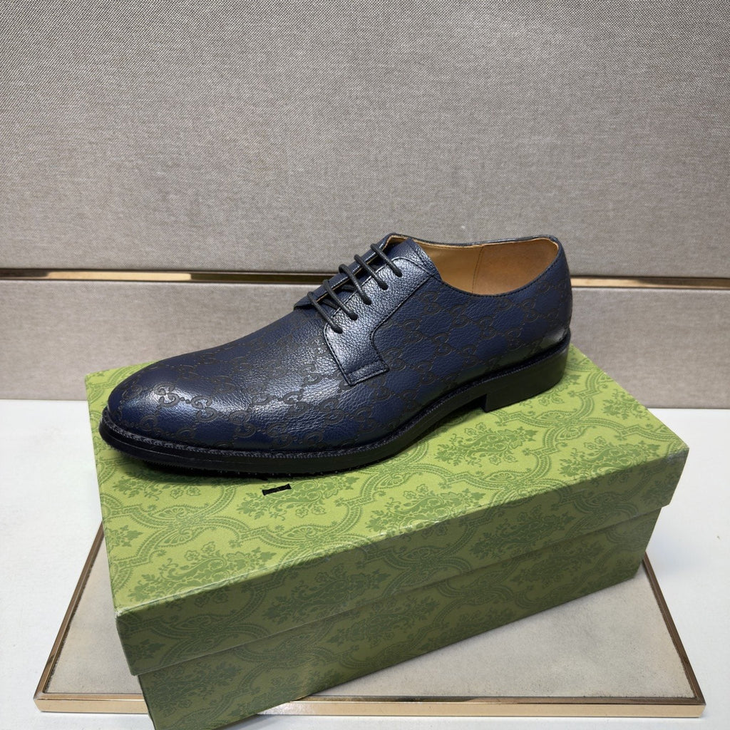 Gucci Navy Lace-Up Shoes — side