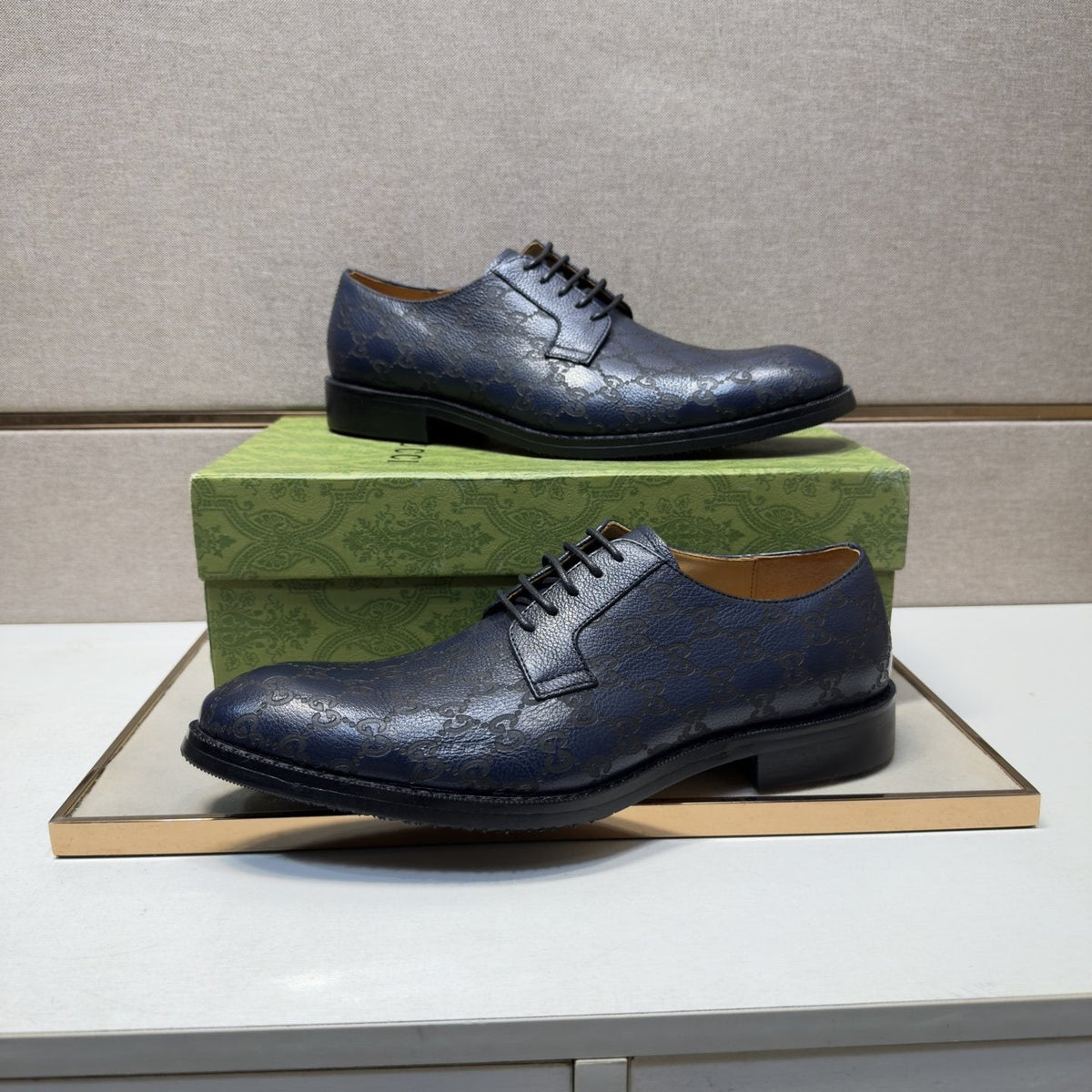 Gucci Navy Lace-Up Shoes — front