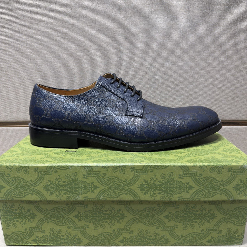 Gucci Navy Lace-Up Shoes — side
