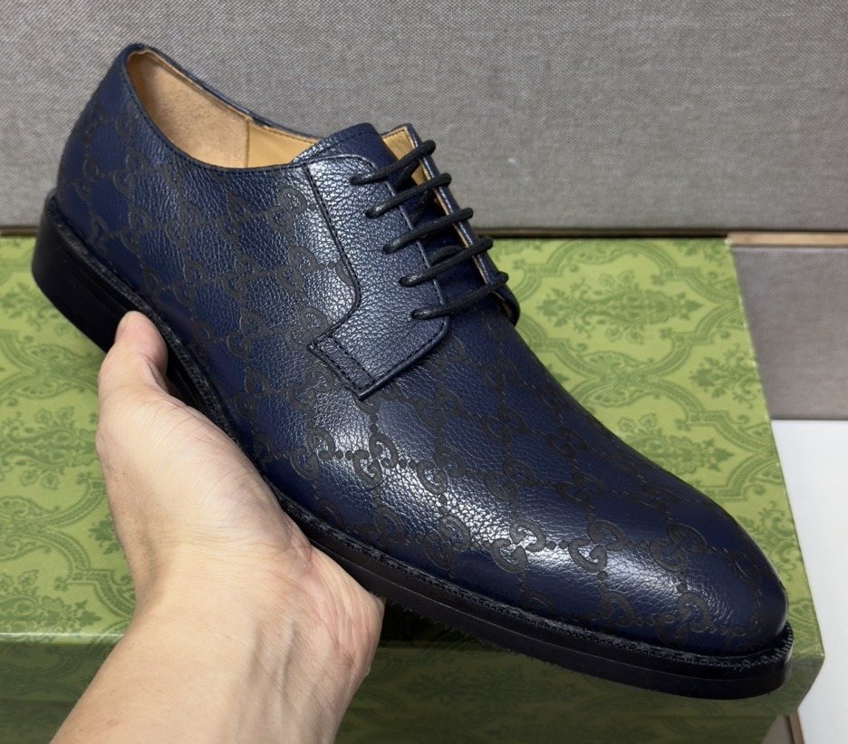 Gucci Navy Lace-Up Shoes — front
