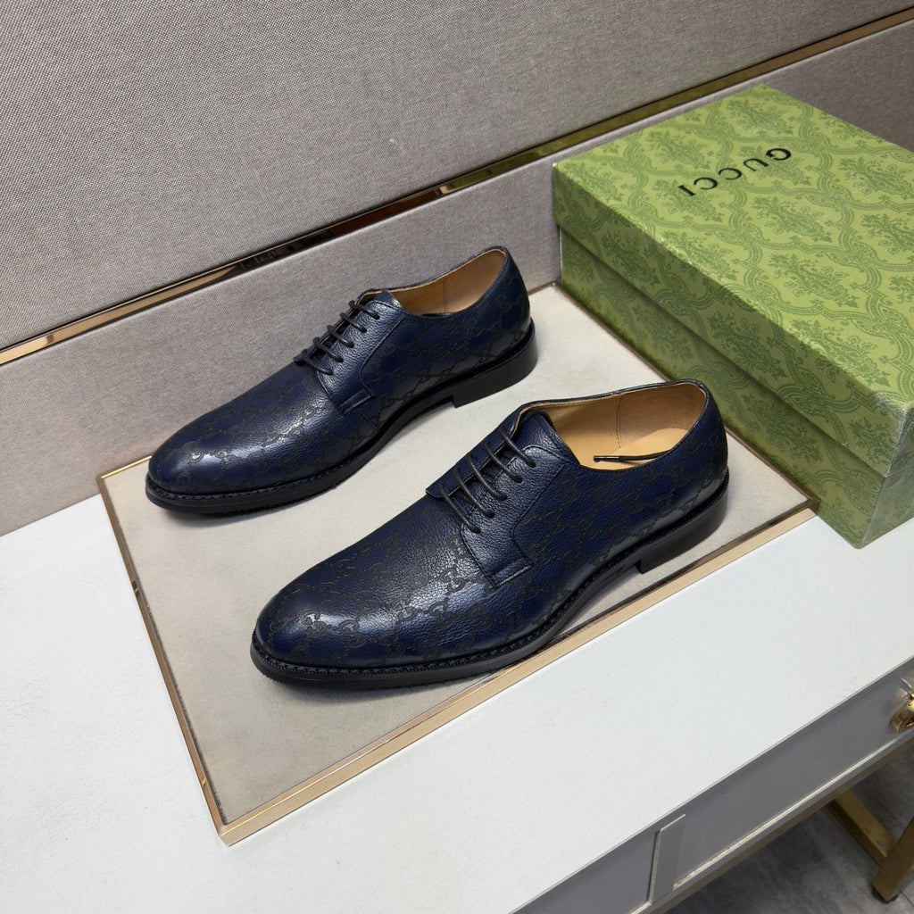 Gucci Navy Lace-Up Shoes — front