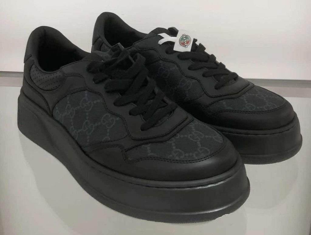 Gucci Black Patterned Low-Top Sneakers — hero