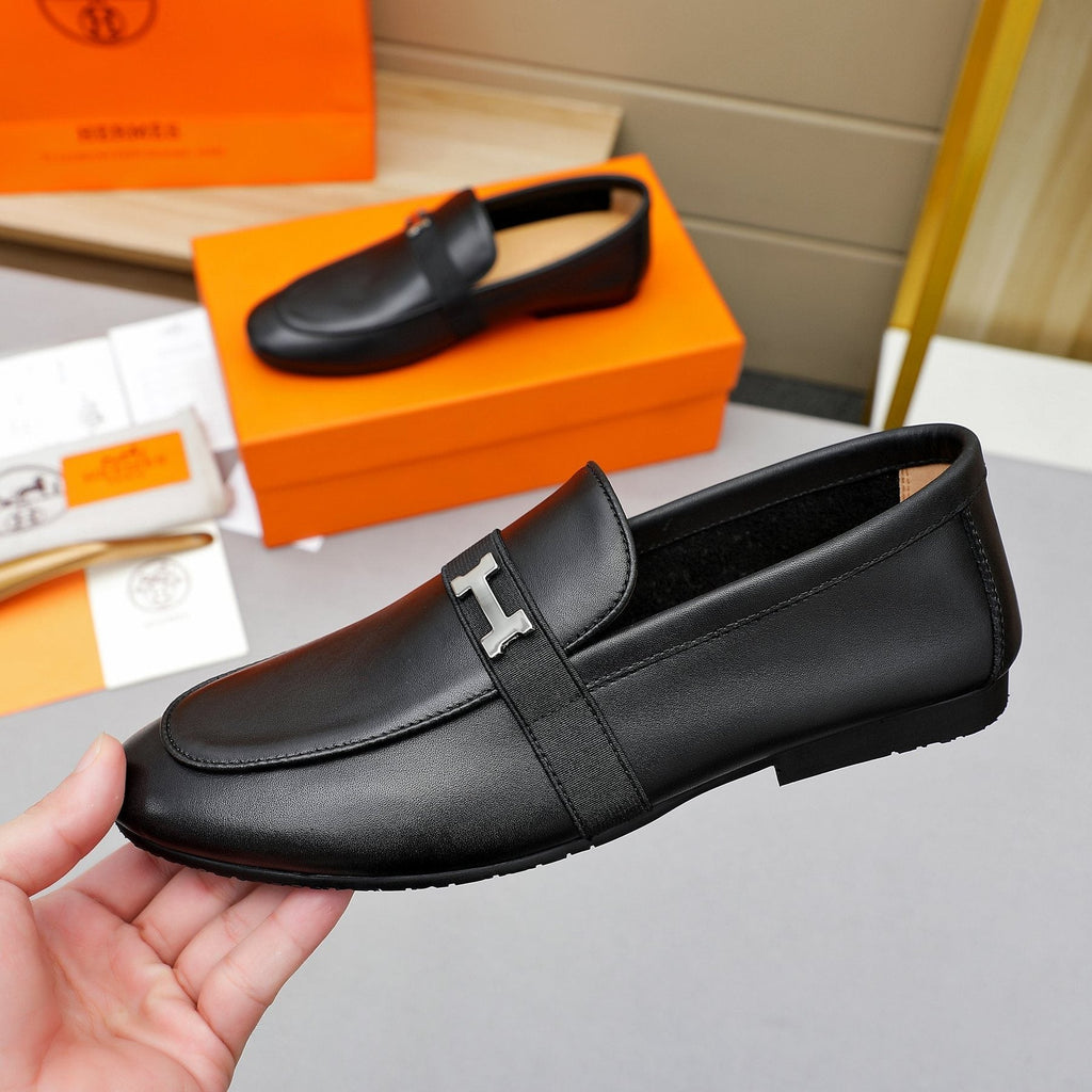 Hermès Black H-Hardware Slip-On Loafers — model